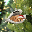 Custom Memorial Blue Roan Cocker Spaniel Sleeping Angel Christmas Flat Acrylic Dog Ornament Memorial Dog Gift