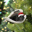 Custom Memorial Black Great Dane Sleeping Angel Christmas Flat Acrylic Dog Ornament Memorial Dog Gift