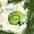 Personalized Softball Helmet Christmas Ornaments, 2D Flat Ornament, Idea Gift for Son Fan Softball Lover