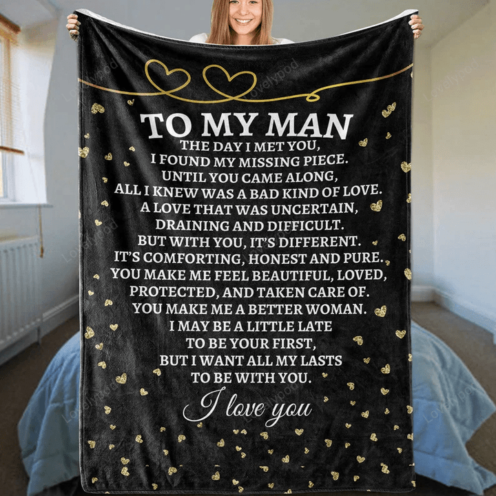 To my man Blanket, Gift for Boyfriend, Husband, Fiance, Birthday Gift Premium Blanket