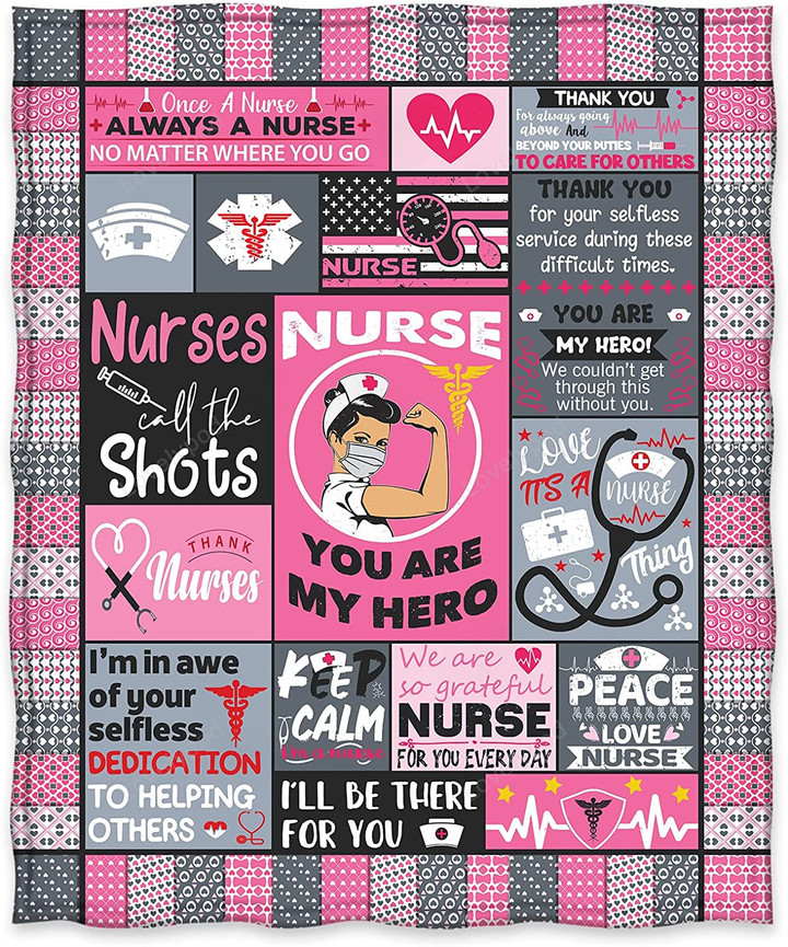 Nurse Theme Blanket Nurse Gifts for Women, Nurses Week, Birthday, Christmas, Soft Warm Throw Blanket
