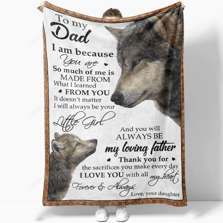 To my Dad Wolf blanket, Blanket Gift Ideas For Dad, Father's Day, Christmas Gifts For Dad