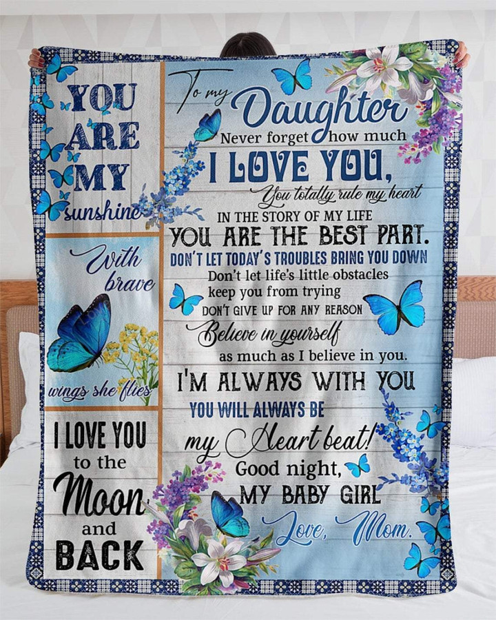 To My Daughter Love From Mom Vintage Sign And Flower Fleece Blanket Sherpa Blanket