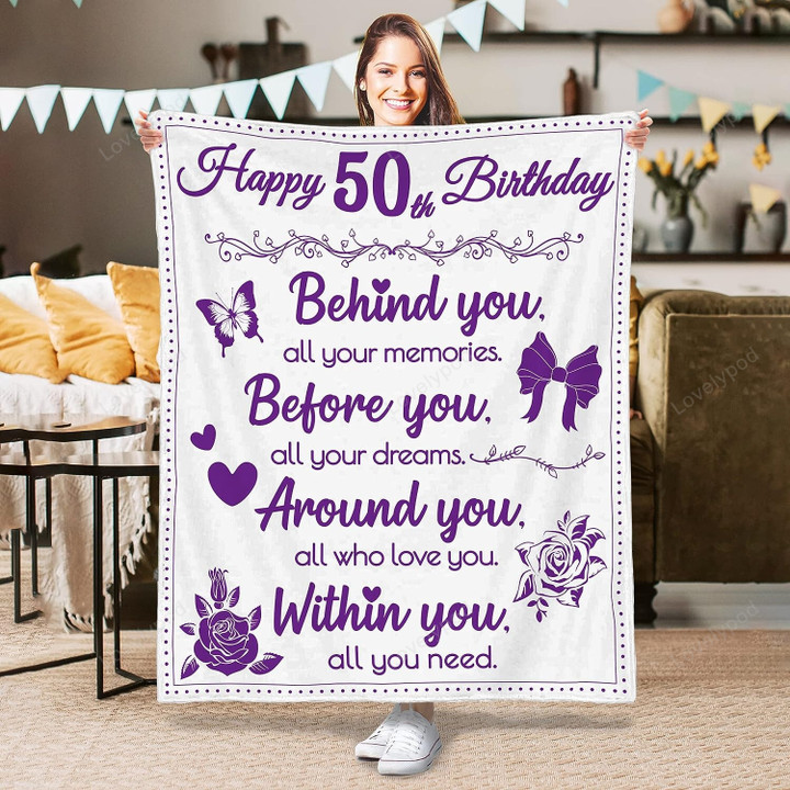 50th Birthday Gifts for Women - Flannel Sofa Throw Blankets Purple 60x50, Gifts for Women