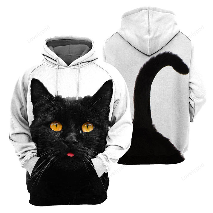 Black Cat 3D All Over Printed Shirt, Black Cat hoodie, Black Cat Sweatshirt Crewneck Pullover