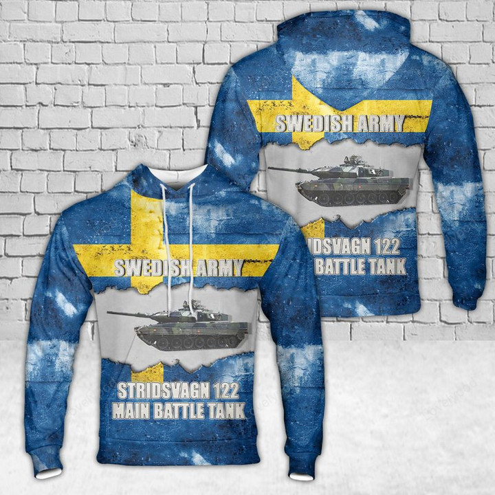 Swedish Army Stridsvagn 122 Main Battle Tank Hoodie 3D