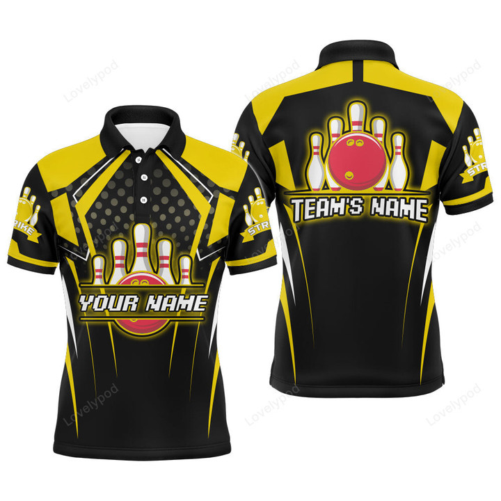 Personalized Bowling Jersey For Men, Bowling Polo Shirt For Team Strike