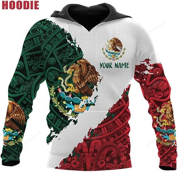 Personalized Mexico Hoodie, Mexican Eagle Hoodie Shirt Sweatshirt, Gift for American Mexican, Mexico Flag Gift Hoodie