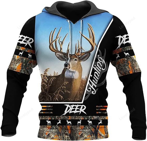 Deer Hunter Art Hoodie Clothes For Men And Women, 3D Pullover Deer Hunting Hoodies