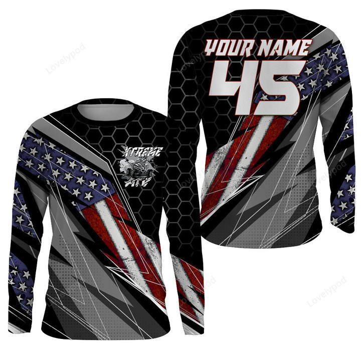 Custom ATV Motocross Jersey UPF30+ Quad Bike Shirt Racing Adult American Flag Sweatshirt