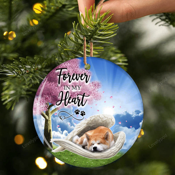 Akita sleeping Angel ceramic ornament, Akita Christmas ornament, gift for dog lover