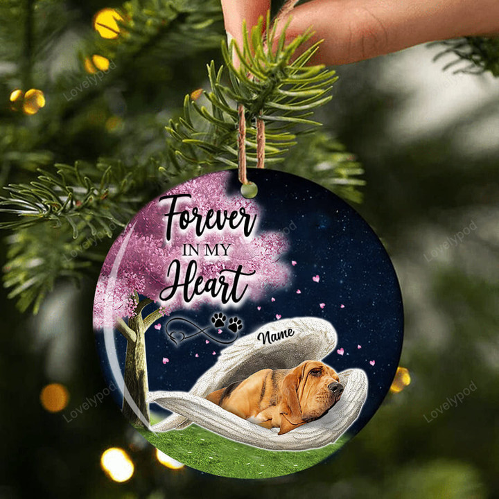 Bloodhound sleeping Angel ceramic ornament, Bloodhound Christmas ornament, gift for dog lover