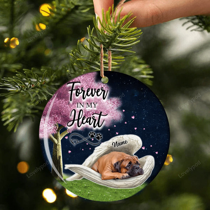 Bull Mastiff sleeping Angel ceramic ornament, Bull Mastiff Christmas ornament, gift for dog lover