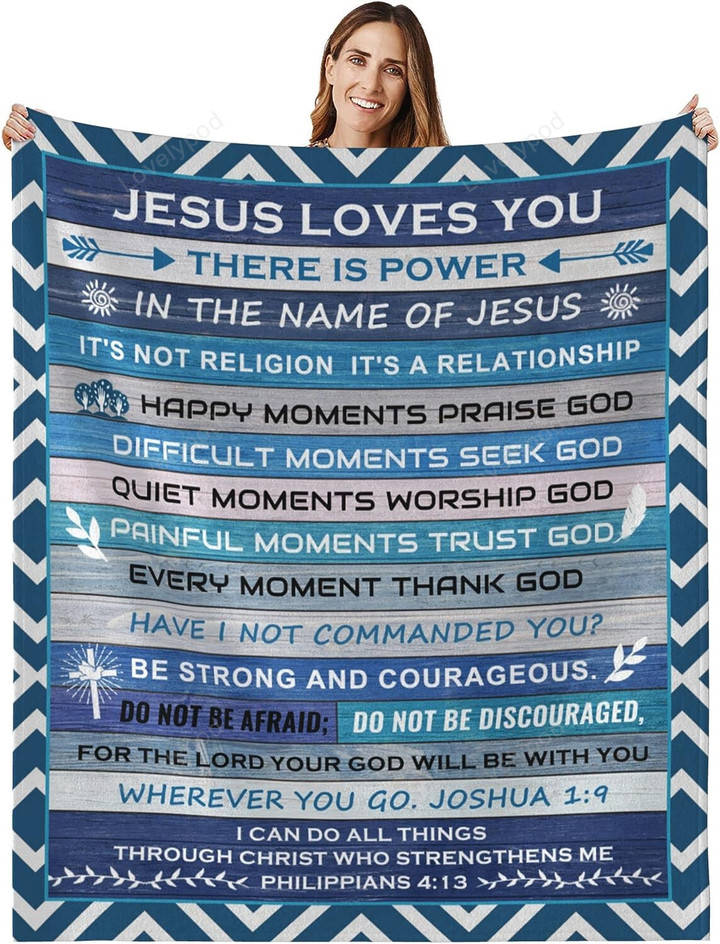 Bible Verse Jesus Blanket, Christian Gifts for Women Faith, Religious Throw Blanket 50x60 inches