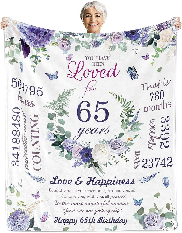 65th Birthday blanket for Mom, Grandma, Women 65th Birthday Gifts for Her, Birthday Gifts for Grandma, Mom, Sister, Wife, Friend, Aunt