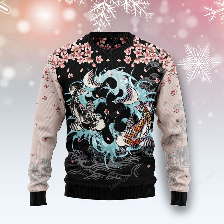 Koi Blossom Ugly Christmas Sweater For Men & Women Adult