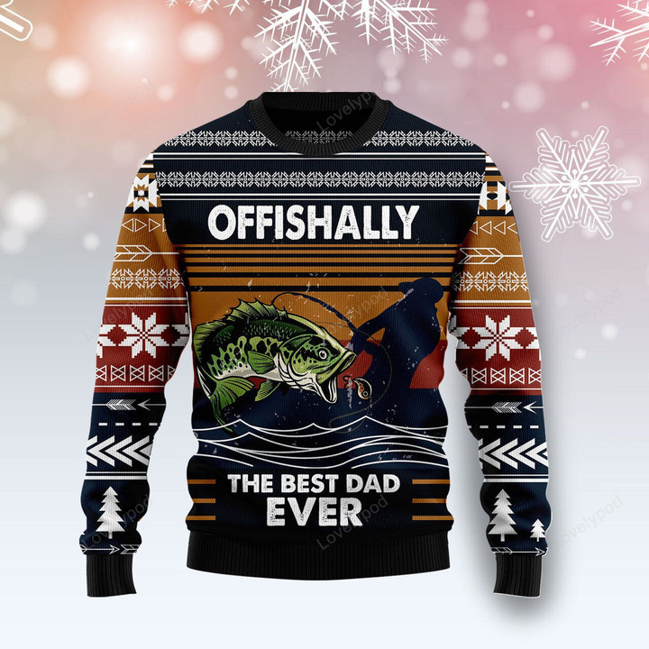 Best Dad ever Fishing Retro Vintage Ugly Christmas Sweater, Christmas gift for Dad