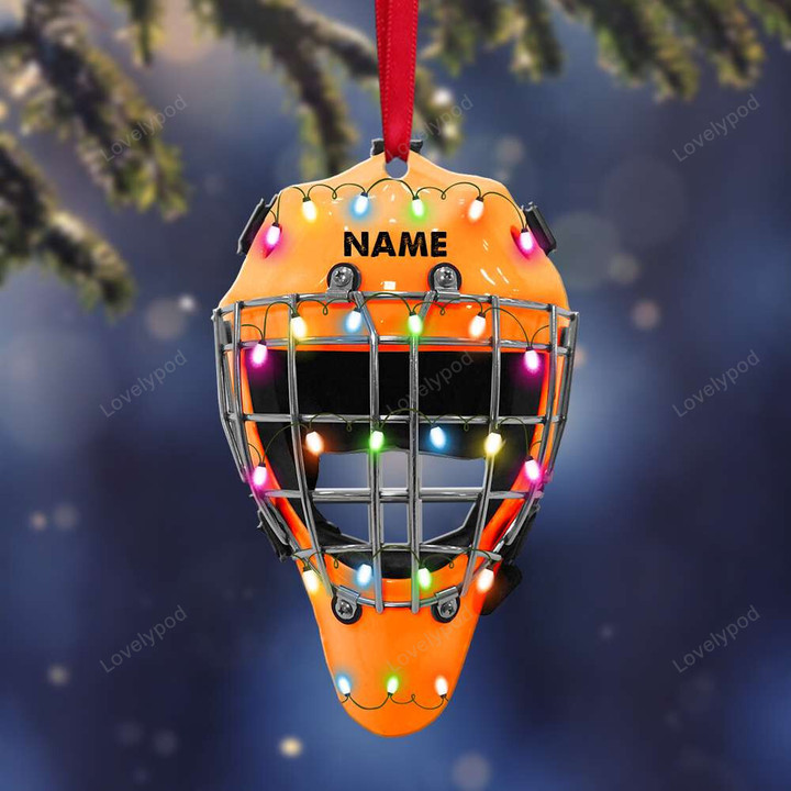 Hockey Helmet Cage - Personalized Christmas Ornament - Christmas Gift For Hockey Lovers