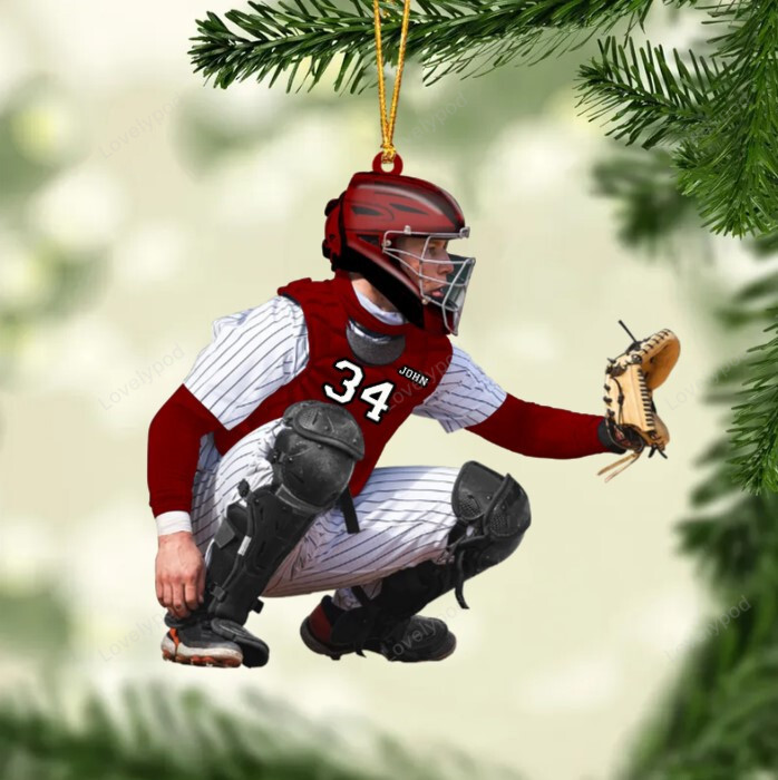 Personalized Baseball players Two Sided Ornament, Christmas gift for Baseball lover