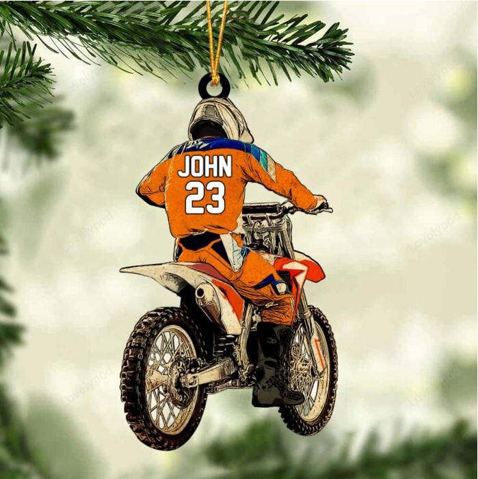 Personalized Motocross Dirt Bike ornament, Christmas Gifts Ornament for Bikers