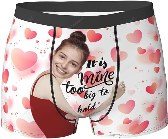 Custom Funny Boxer Briefs with Wife's Face, Customized Print Underwear for Men