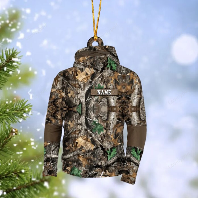 Personalized hunting Christmas Ornament, Gift For Hunter For Hunting Lovers, Hunting Camo Patterns Jacket Christmas Ornament