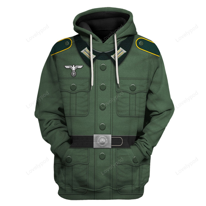 Basic German Army Uniform Pattern Private Soldier Costume Hoodie Sweatshirt T-Shirt, Costume 3D shirt for Men and women
