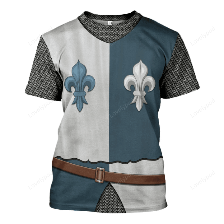 French Knight Costume Hoodie Sweatshirt T-Shirt, Costume 3D shirt for Men women