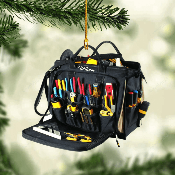 Personalized Plumber Tool Bag Acrylic Ornament, Christmas Tree Decor For Plumbers, 2D Flat Ornament