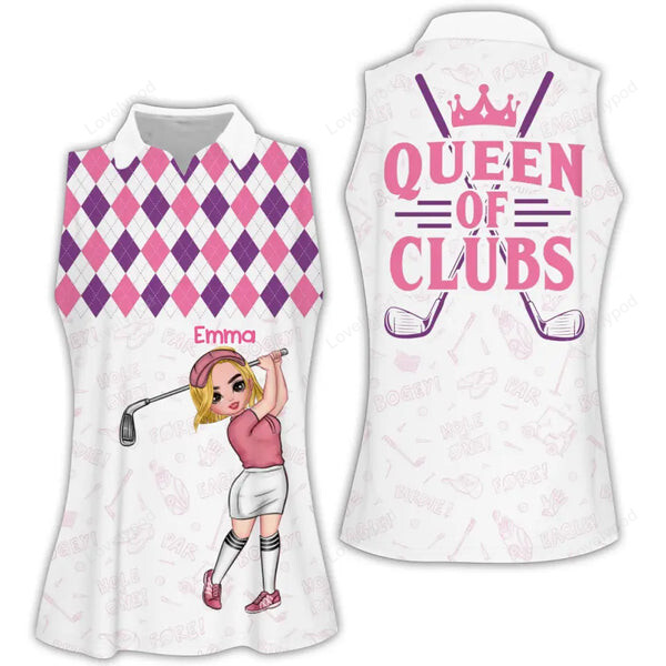 Custom Queen of Club Women Golf Apparels, Golf sleeveless Polo shirt