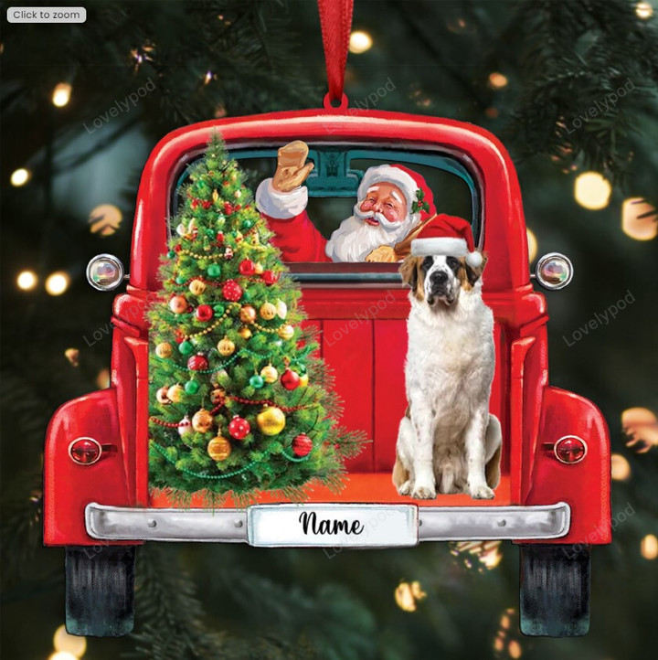 Santa & bernese mountain dog Christmas Ornament, Dog ornament, Gift for Dog lover