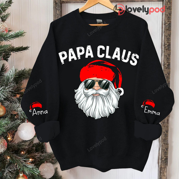 Personalized Papa Claus sweatshirt, Christmas Papa claus Shirt, Custom Christmas Dad, Grandpa Sweatshirt