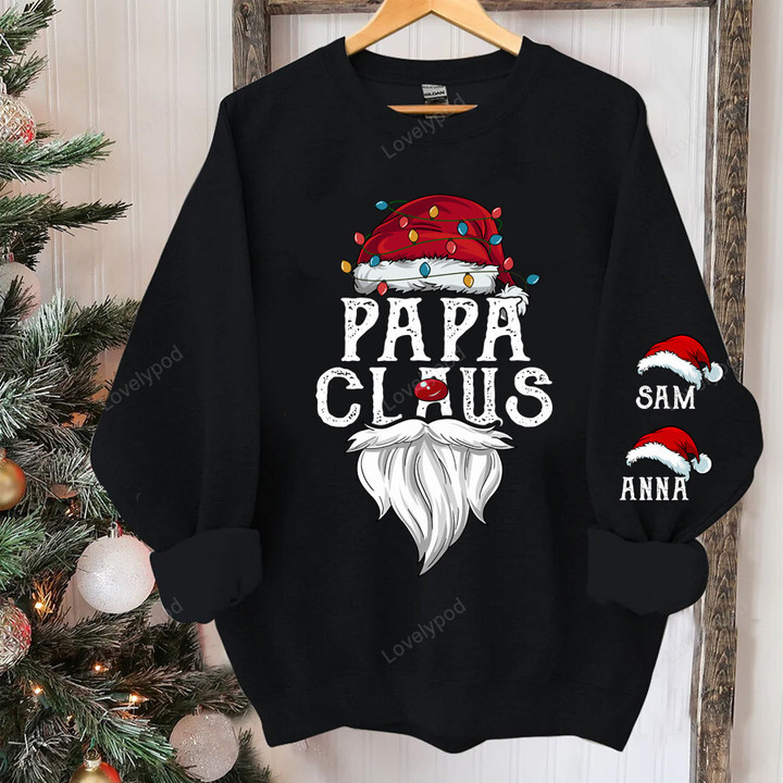 Personalized Papa Claus sweatshirt, Grandpa Claus Shirt, Custom Christmas Dad, Grandpa Sweatshirt