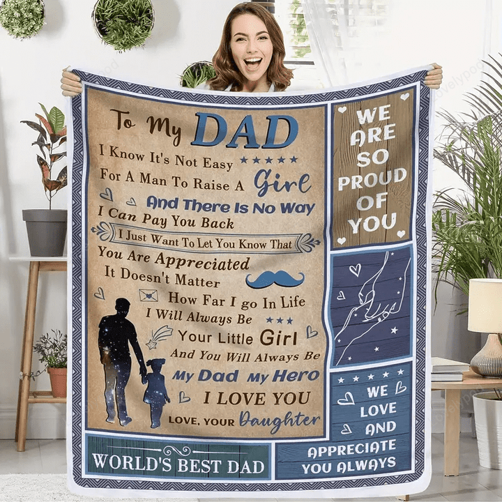 To my Dad blanket, Dad Gifts From Daughter Soft Throw Blanket, Dad Flannel Blanket, Fathers Birthday Gift