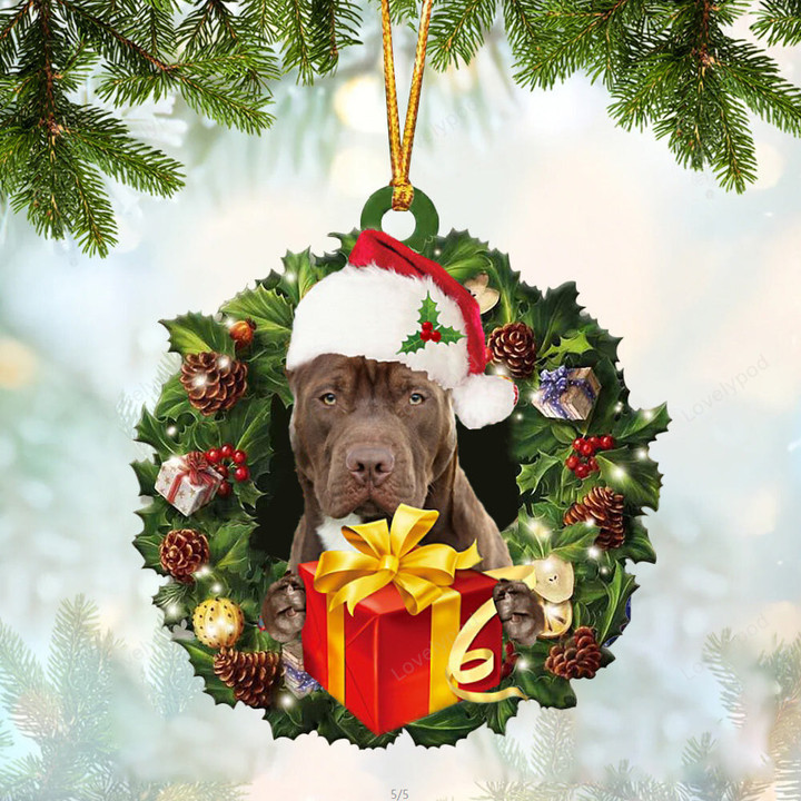 Pit Bull Christmas Gift Hanging Ornament, Pit Bull Christmas ornament tree decor