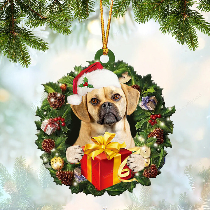Puggle Christmas Gift Hanging Ornament