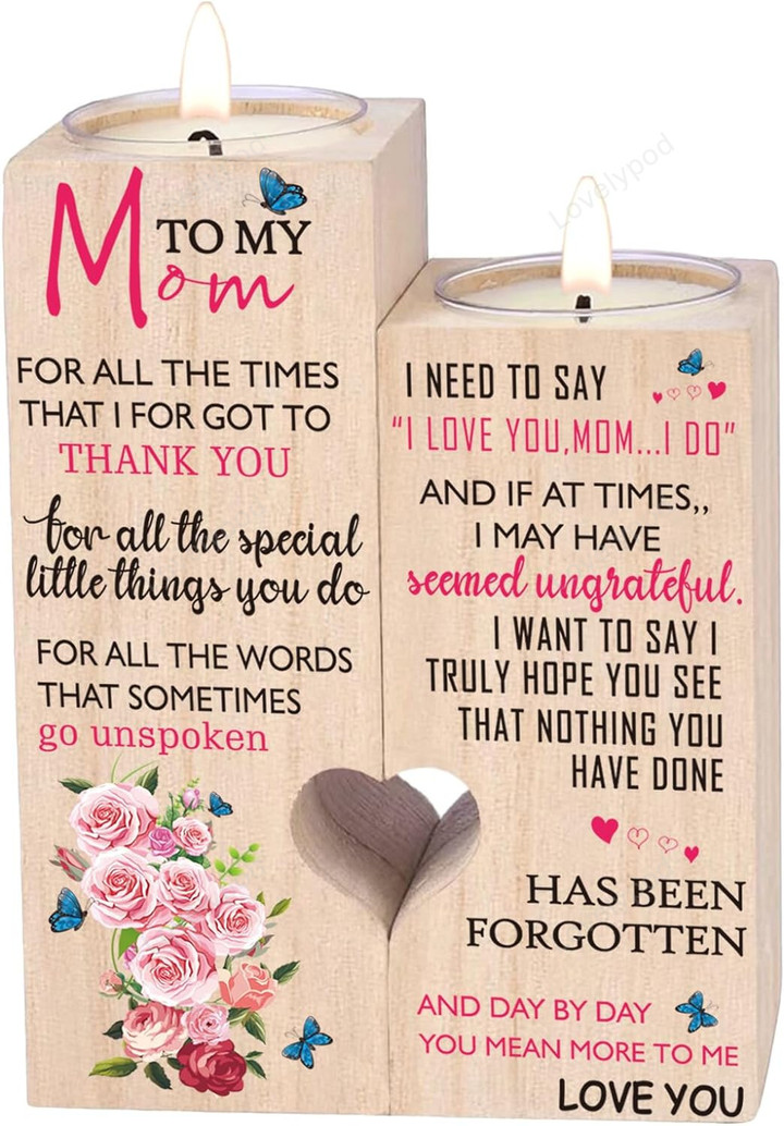 I Love You Mother candle holder, Best Candlestick Gifts for Mom, Birthday Gifts for mom