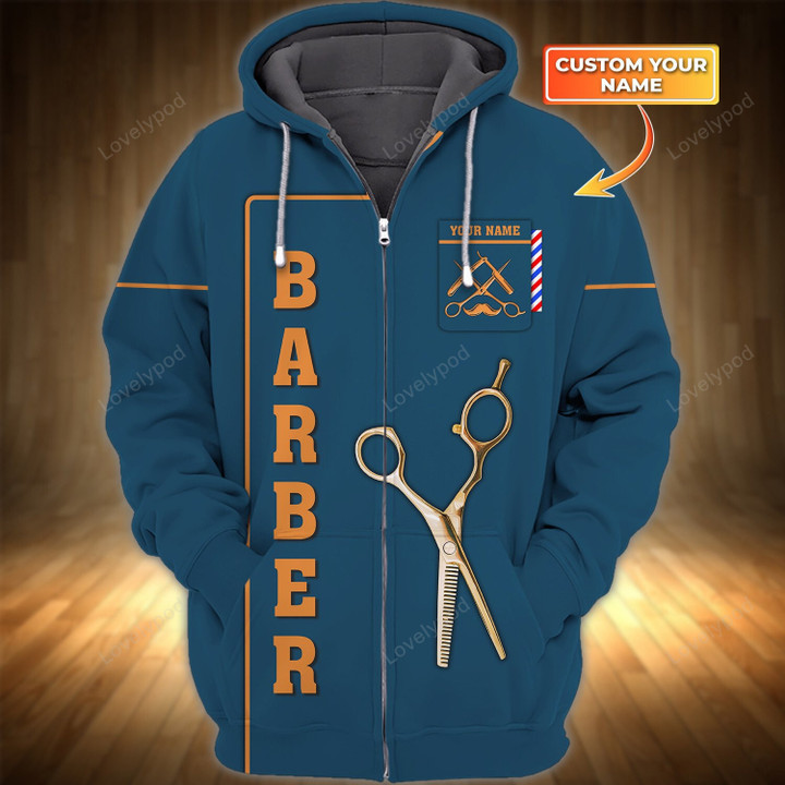 Barber Zipper Hoodie, Barber Shop Uniform, Barber Shop Zipper Hoodie Custom Barber Shirts