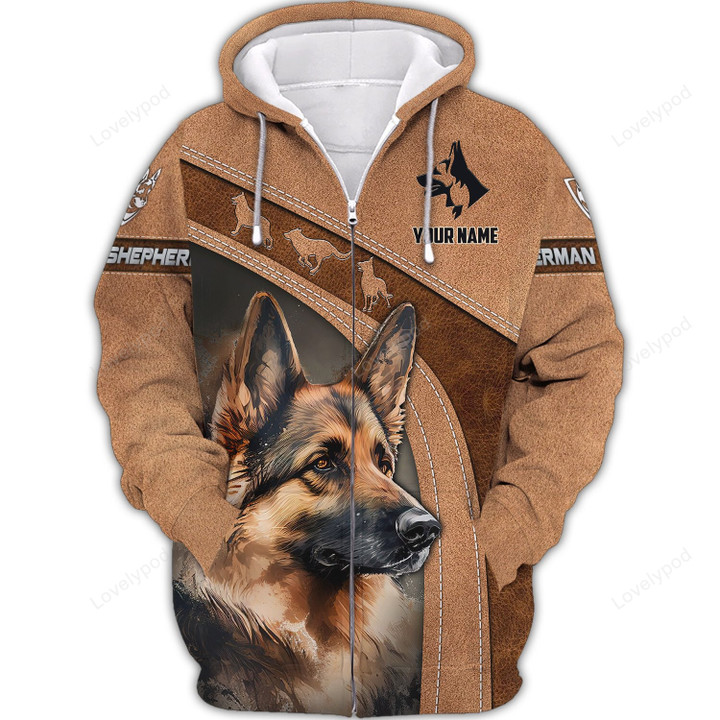 German Shepherd Hoodie Shirt, Custom German Shepherd Personalized Name 3D Tshirt, Hoodie, zipper hoodie