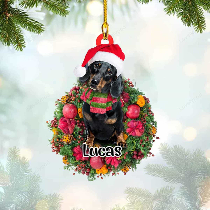 Dachshund Christmas Ornament, Dog custom shaped acrylic ornament, Christmas gift for Dog lover