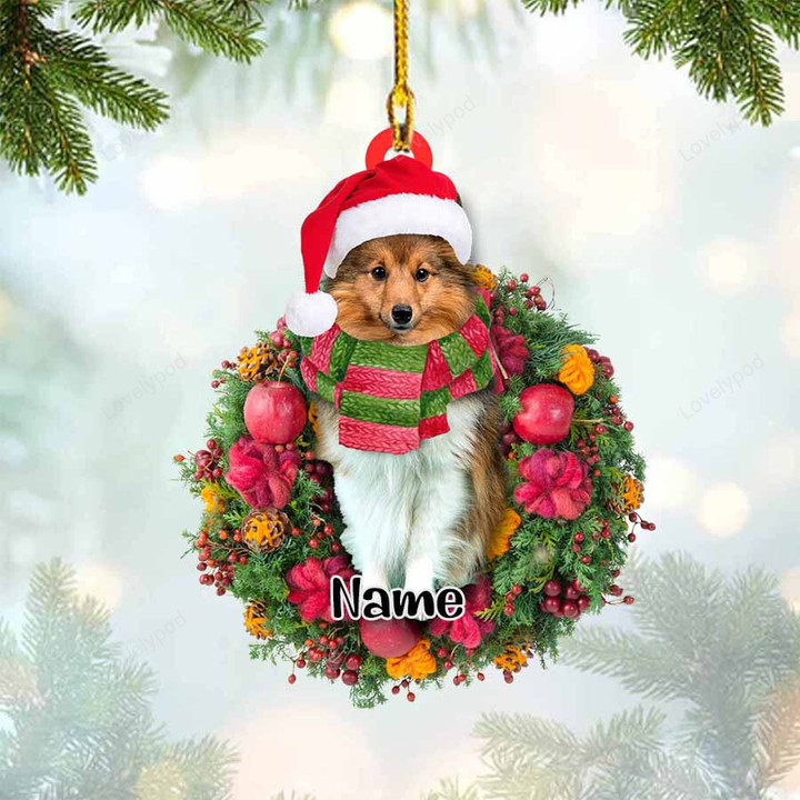 SHELTIE Christmas Ornament, Dog custom shaped acrylic ornament, Christmas gift for Dog lover