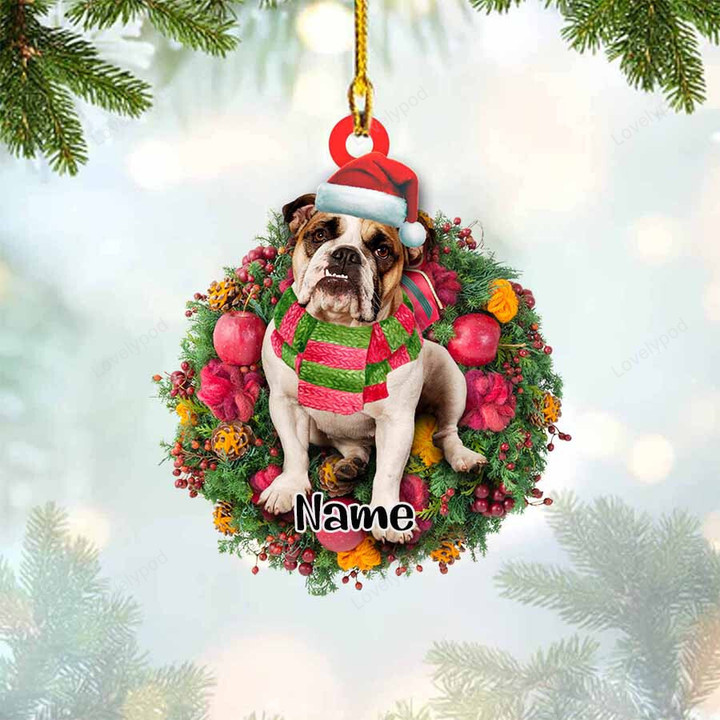 ENGLISH BULLDOG Christmas Ornament, Dog custom shaped acrylic ornament, Christmas gift for Dog lover