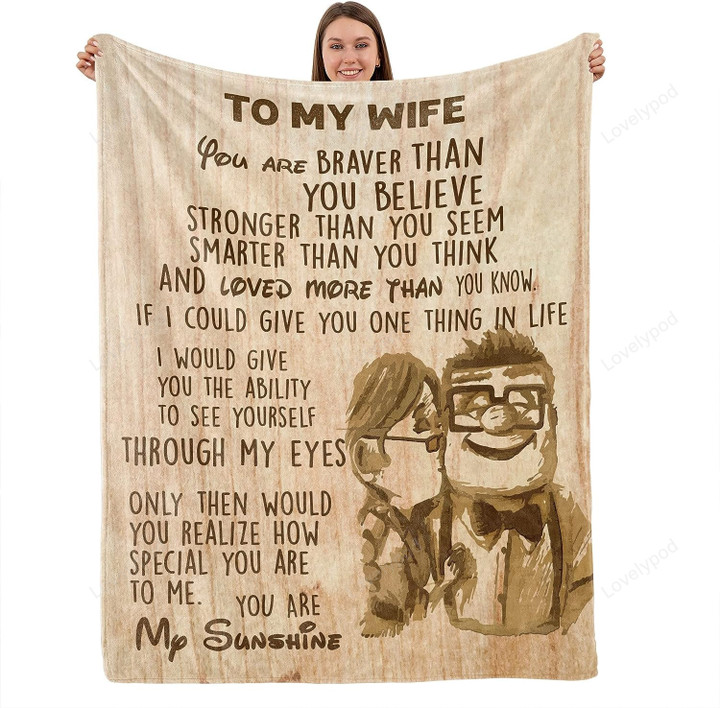To my Wife Throw Blanket, Wife Birthday Gift, Wedding Anniversary Christmas Day Romantic Gifts for Wife Her