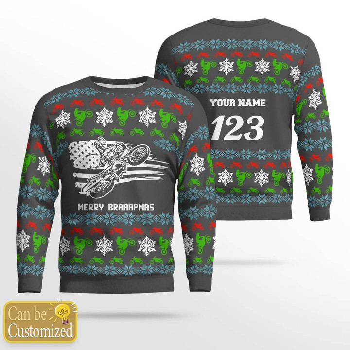 Custom Motocross rider 9 Ugly Christmas sweater for men, Motocross biker sweatshirt, gift for motocross lover