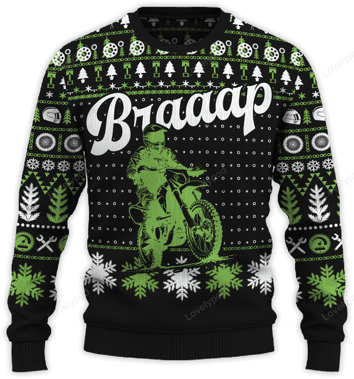 Braaap Dual-Sport Motorcycle Ugly Christmas Sweater, Custom Christmas ugly sweater, Christmas sweatshirt