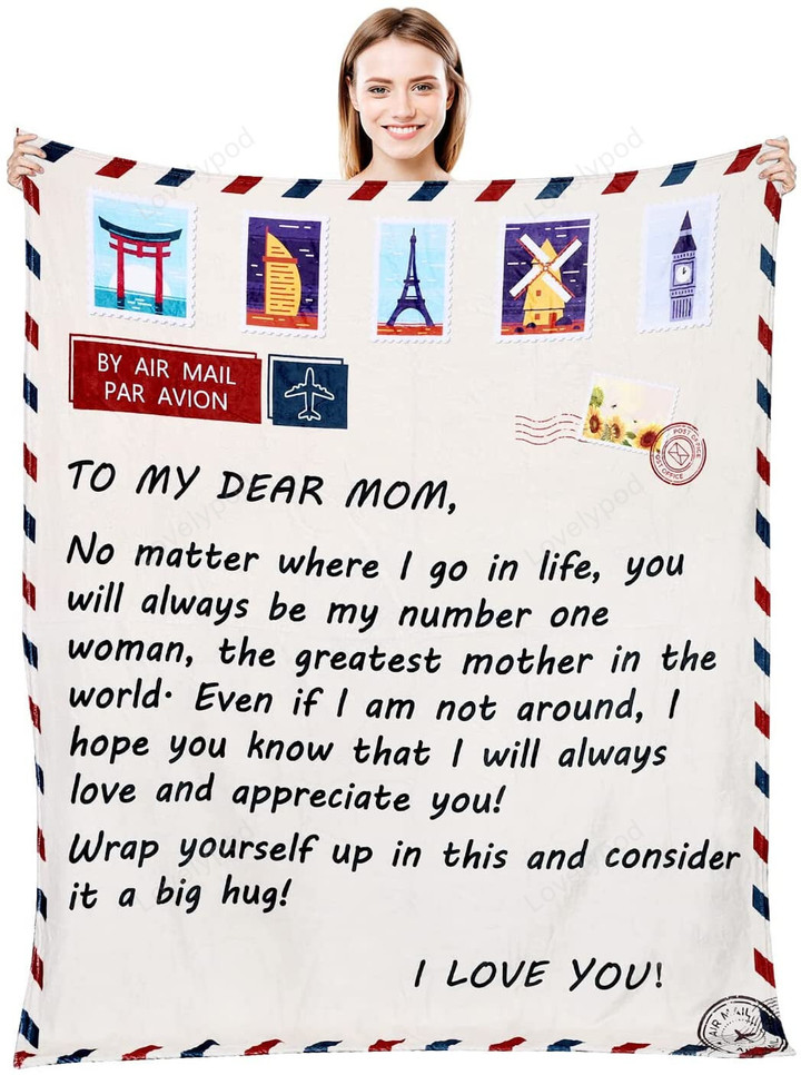 To My Mom Blanket - Air Mail Letter Blanket for Mom from Daughter or Son