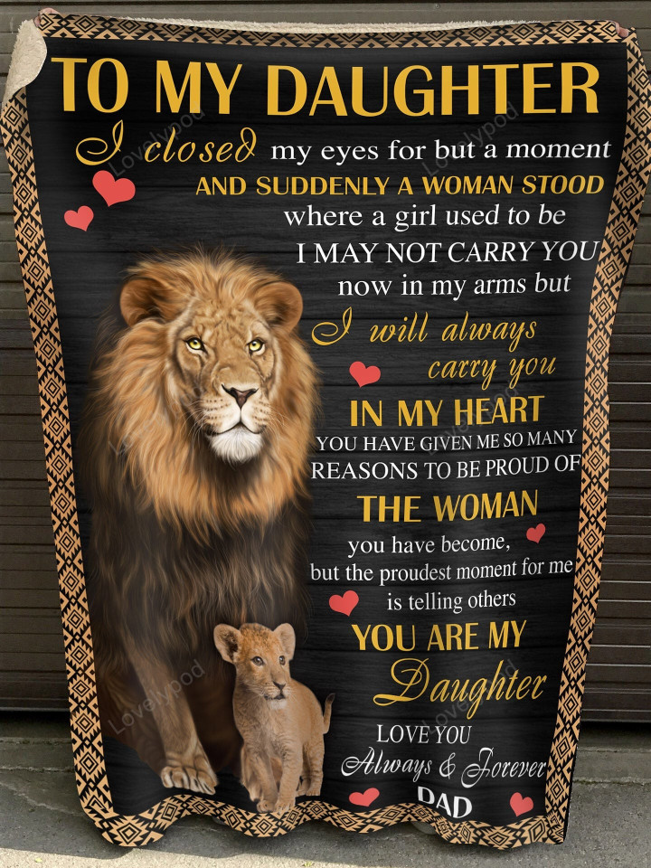 Personalized Blanket - Gift For Daughter From Dad - Lion Blanket