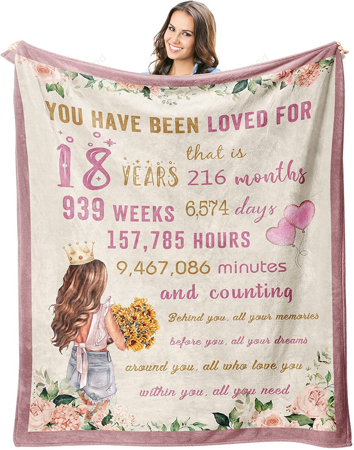 18th Birthday Blanket, Birthday Gifts for Girls Throws Blankets - 18-Year-Old Girl Birthday Gift
