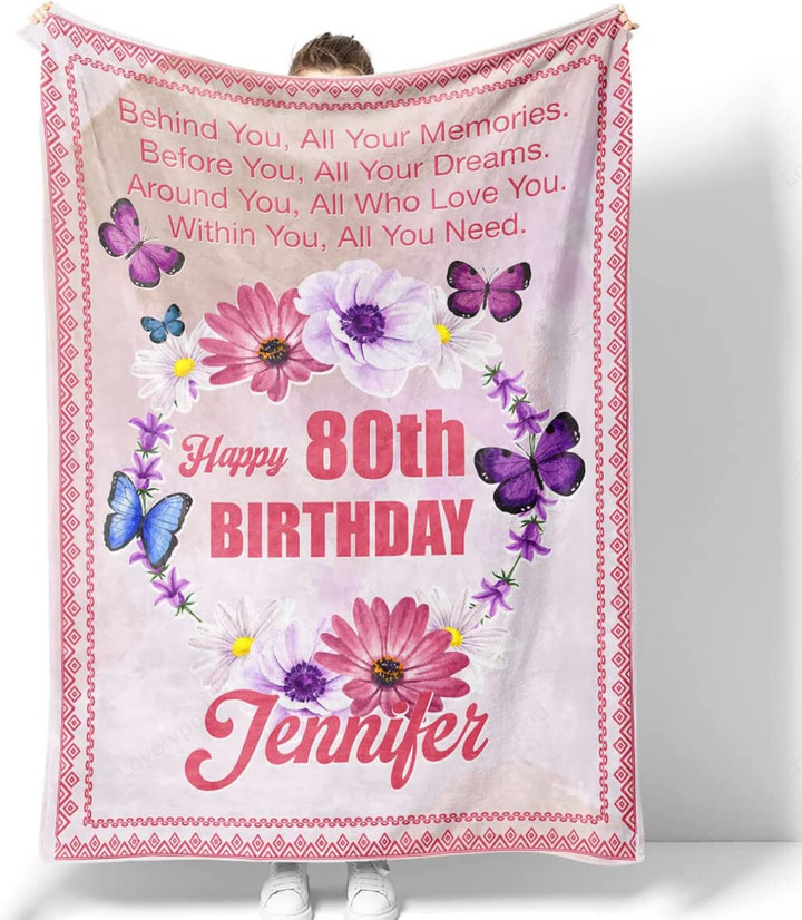 80th Birthday Gifts Blanket for Her, Wife, Sister, Mom, Friends, Coworker Boss, 80 Birthday Throw Sherpa Fleece Blankets
