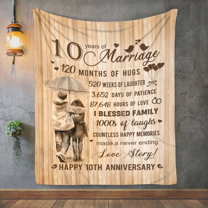 10Th Wedding Anniversary Blanket Gift 10Th Marriage Anniversary Blanket Gift Flannel Throw Blanket For Wife Husband Anniversary Blanket Gift